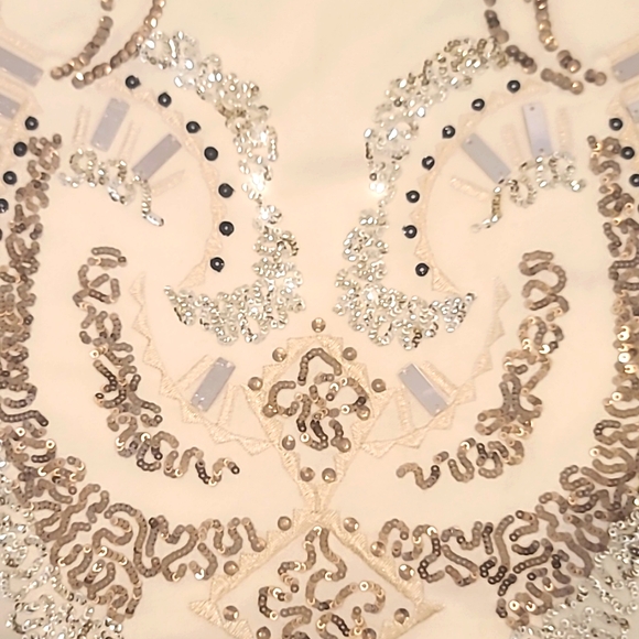 VICI Sequined Cream Mini Skirt Size Small - Picture 3 of 7